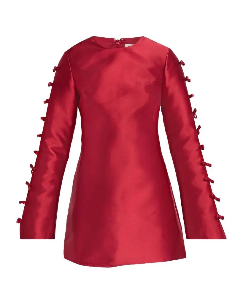 Fiora Bow Satin A-Line Mini Dress