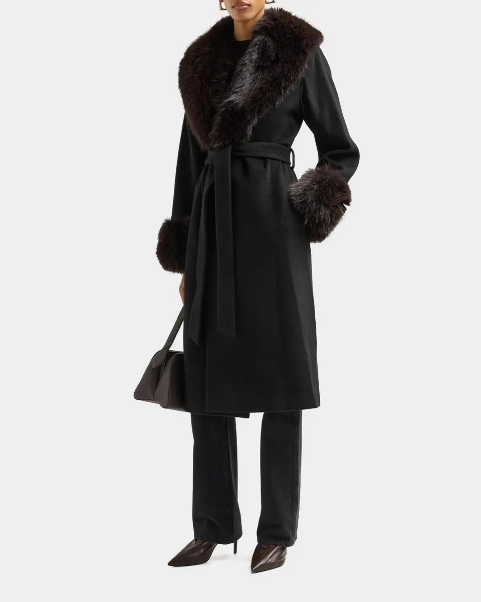 Simkhai Kinsley Faux-Fur Belted Long Coat | Thumbnail 5