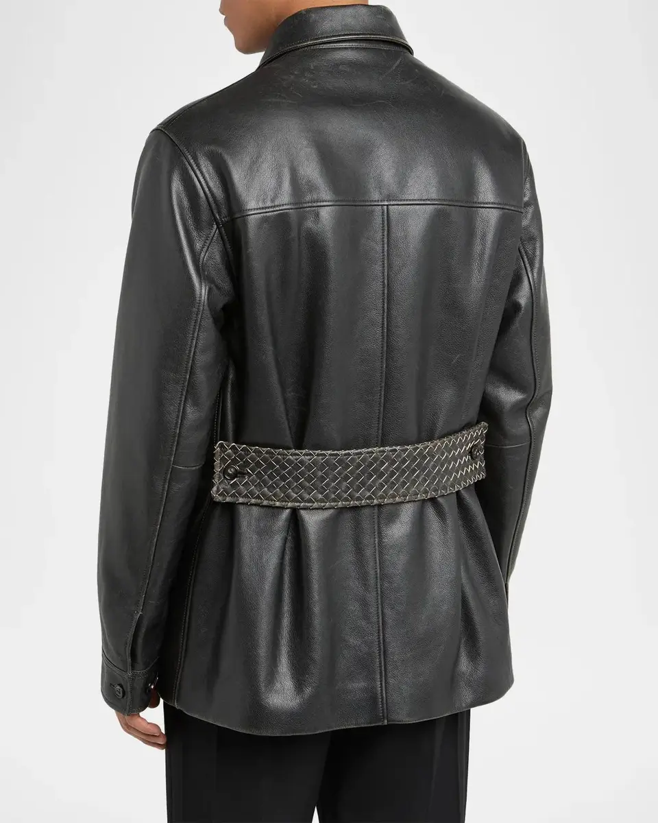 Bottega Veneta Men's Vintage Taurus Leather Coat | Thumbnail 2