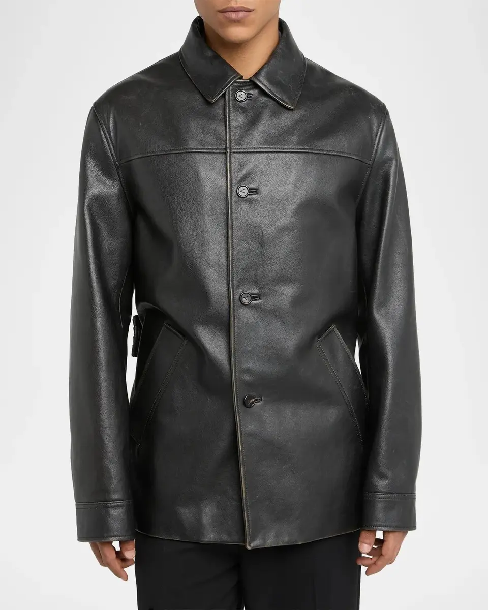 Bottega Veneta Men's Vintage Taurus Leather Coat | Thumbnail 3