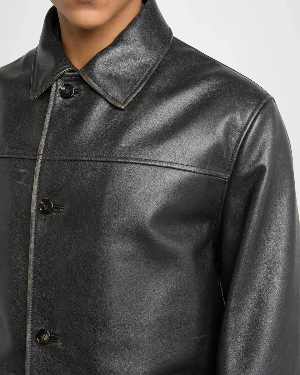 Bottega Veneta Men's Vintage Taurus Leather Coat | Thumbnail 4