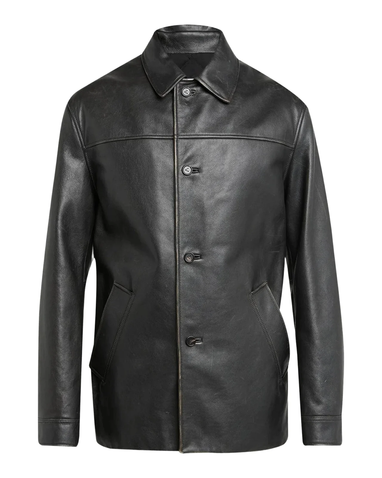 Bottega Veneta Men's Vintage Taurus Leather Coat