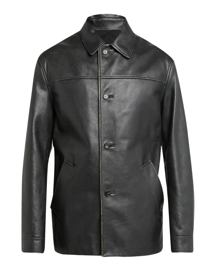 Bottega Veneta Men's Vintage Taurus Leather Coat