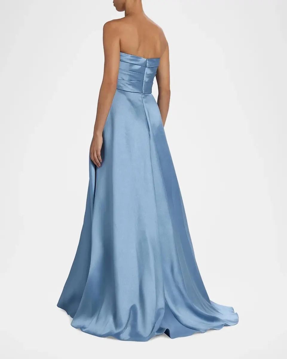 Amsale Satin Strapless Fit & Flare Gown | Thumbnail 3 Amsale Satin Strapless Fit & Flare Gown | Thumbnail 3