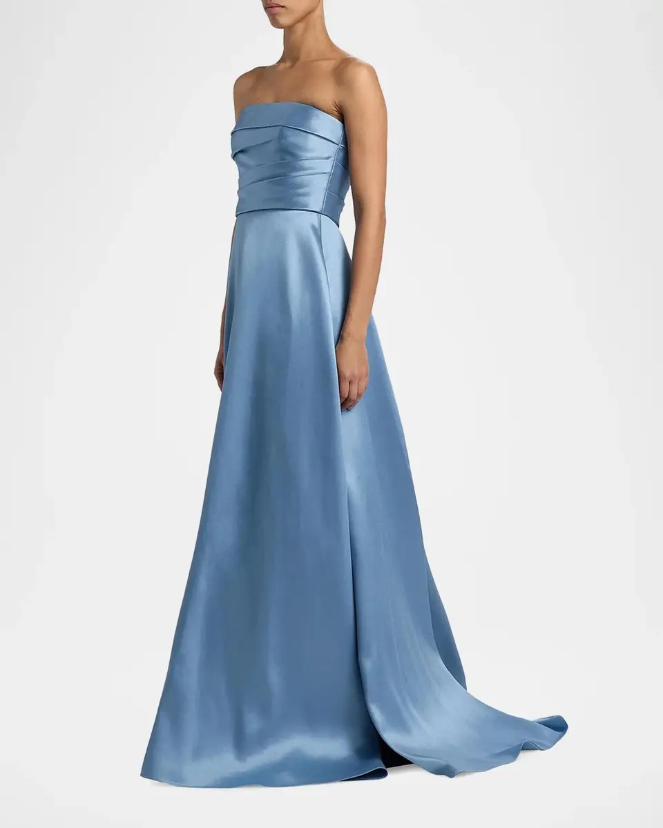 Amsale Satin Strapless Fit & Flare Gown | Thumbnail 7 Amsale Satin Strapless Fit & Flare Gown | Thumbnail 7