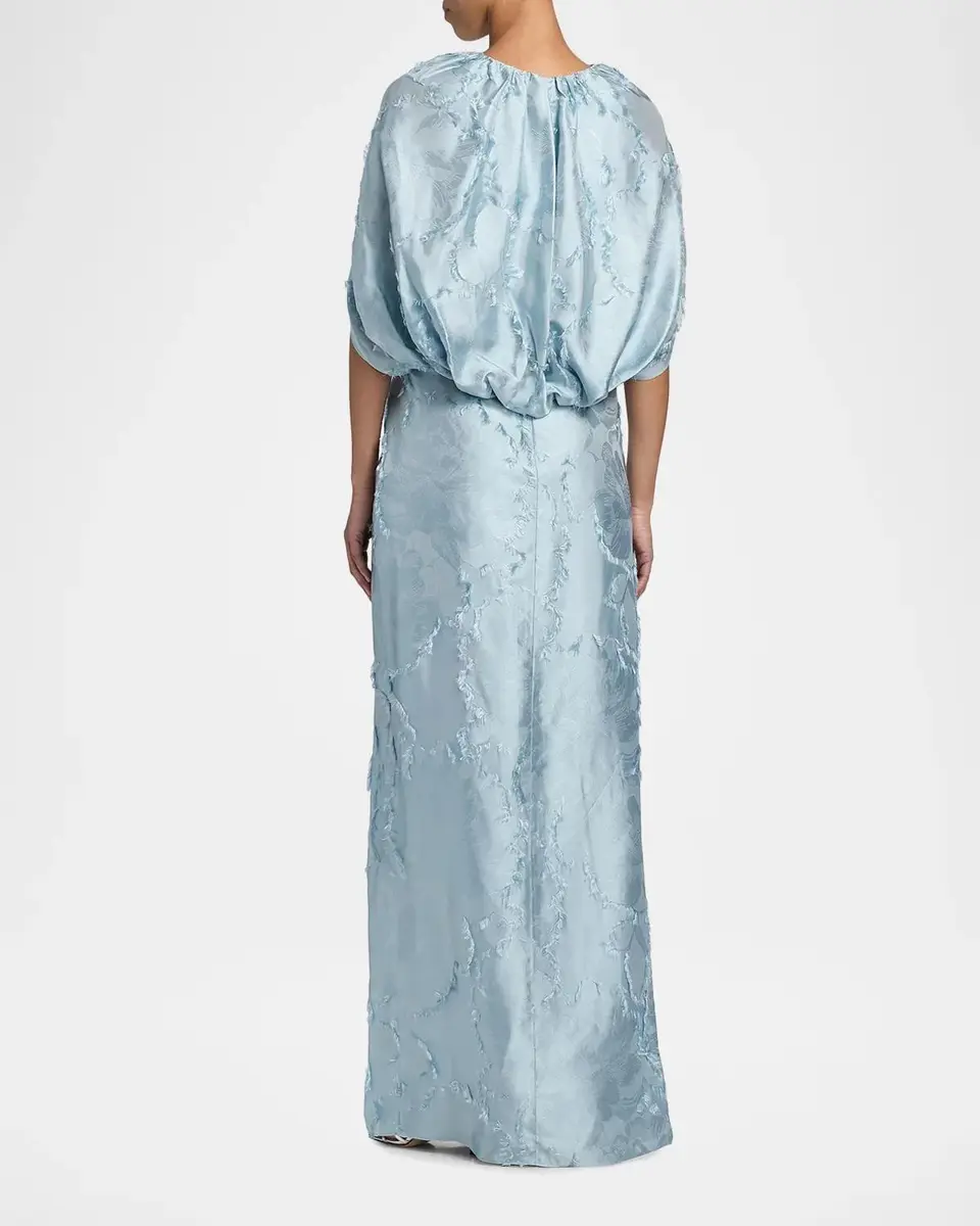 Amsale Satin Cape-Detail Gown | Thumbnail 3