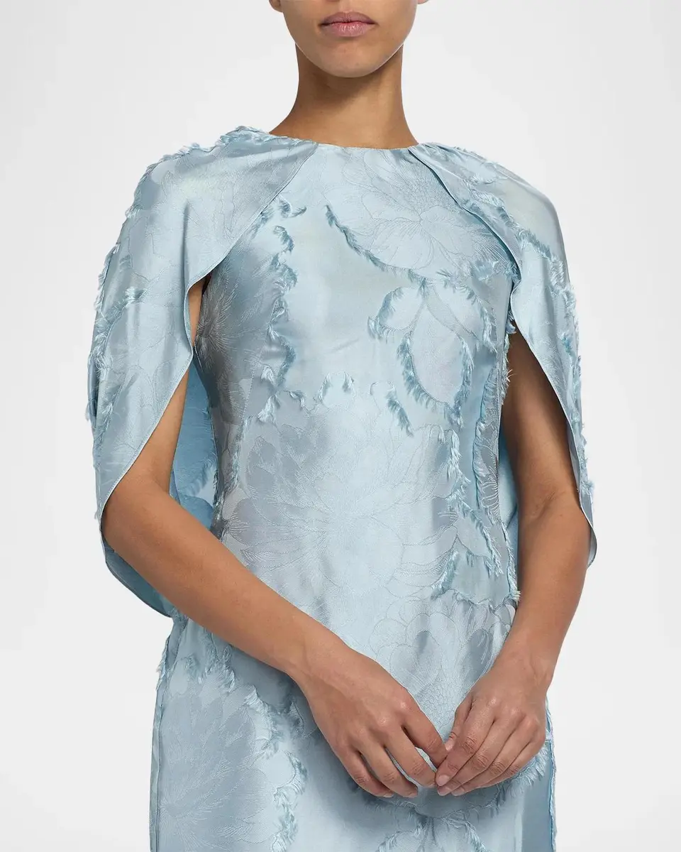 Amsale Satin Cape-Detail Gown | Thumbnail 5
