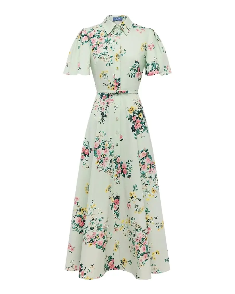 Bianca Floral Puff-Sleeve Cotton Midi Dress