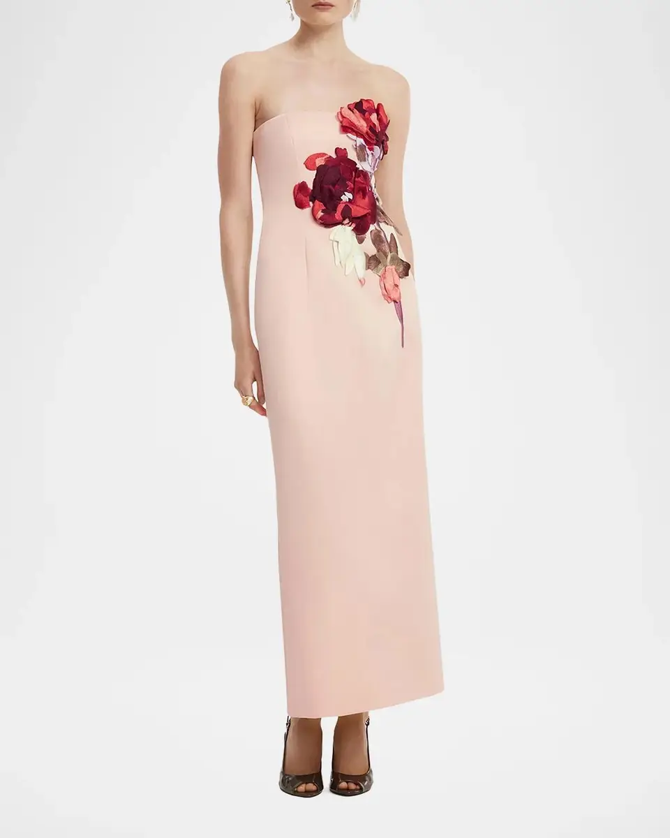 LEO LIN Rayna Floral-Embroidered Strapless Maxi Dress | Thumbnail 2