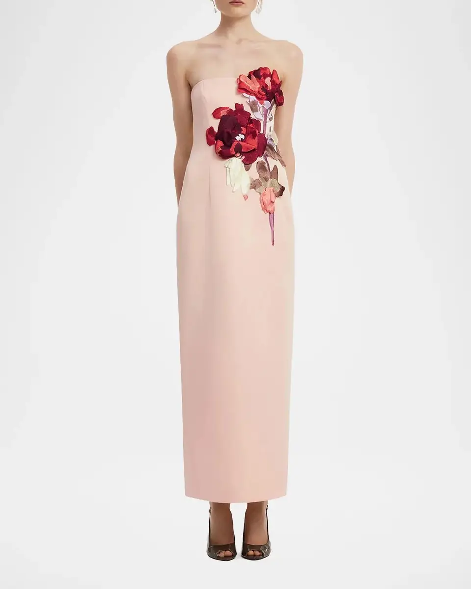 LEO LIN Rayna Floral-Embroidered Strapless Maxi Dress | Thumbnail 4