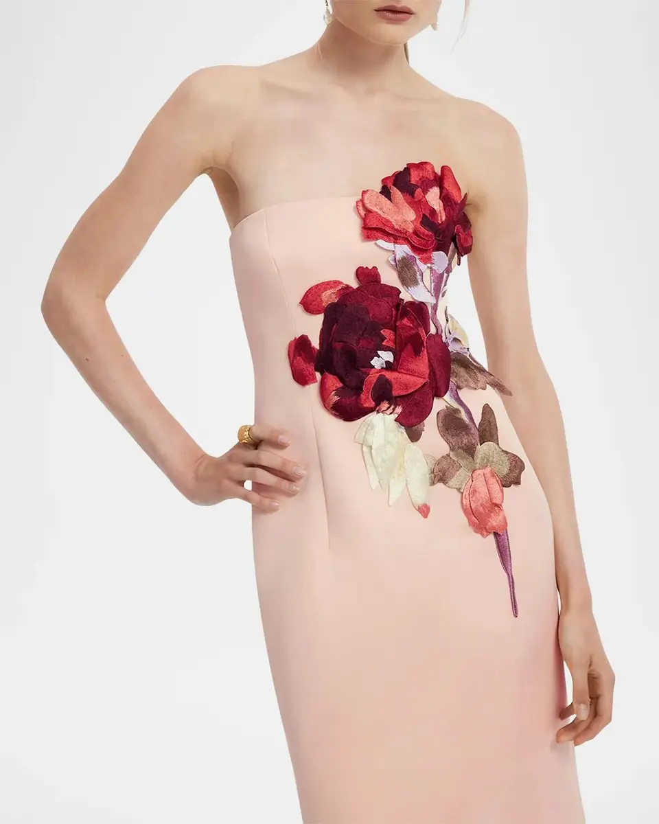 LEO LIN Rayna Floral-Embroidered Strapless Maxi Dress | Thumbnail 5