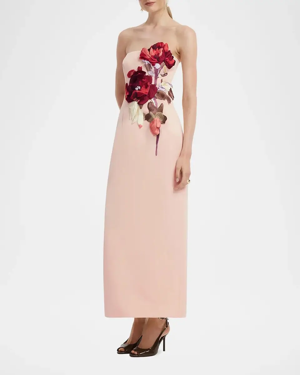 LEO LIN Rayna Floral-Embroidered Strapless Maxi Dress | Thumbnail 6