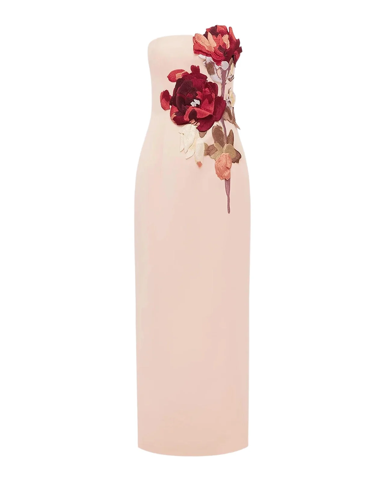 Rayna Floral-Embroidered Strapless Maxi Dress