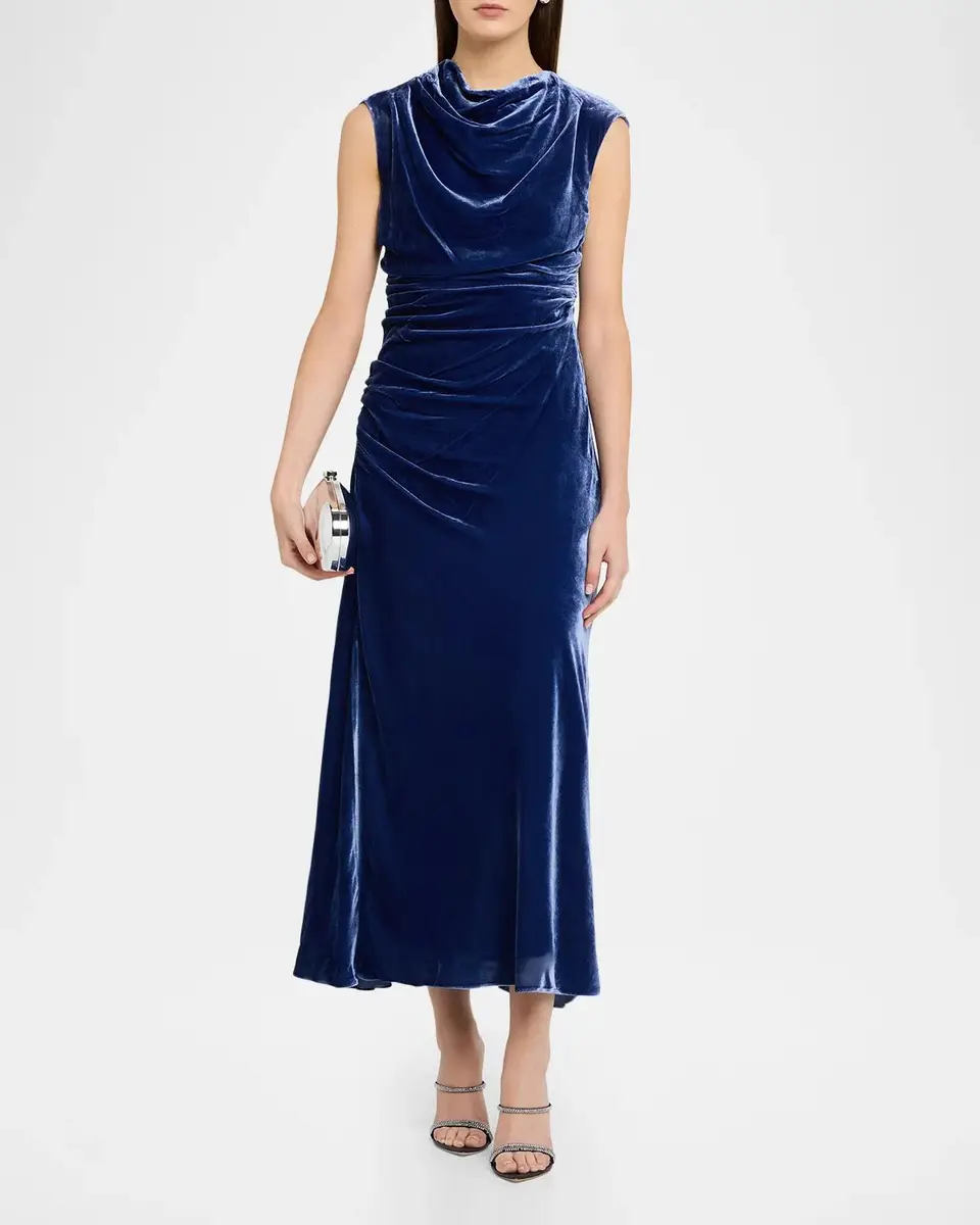Simkhai Burke Draped Velvet Midi Dress | Thumbnail 2 Simkhai Burke Draped Velvet Midi Dress | Thumbnail 2