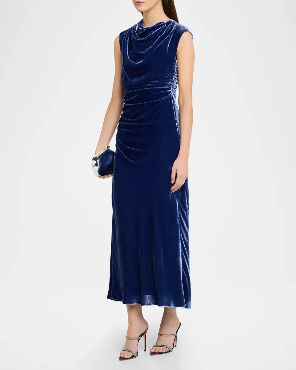 Simkhai Burke Draped Velvet Midi Dress | Thumbnail 4 Simkhai Burke Draped Velvet Midi Dress | Thumbnail 4