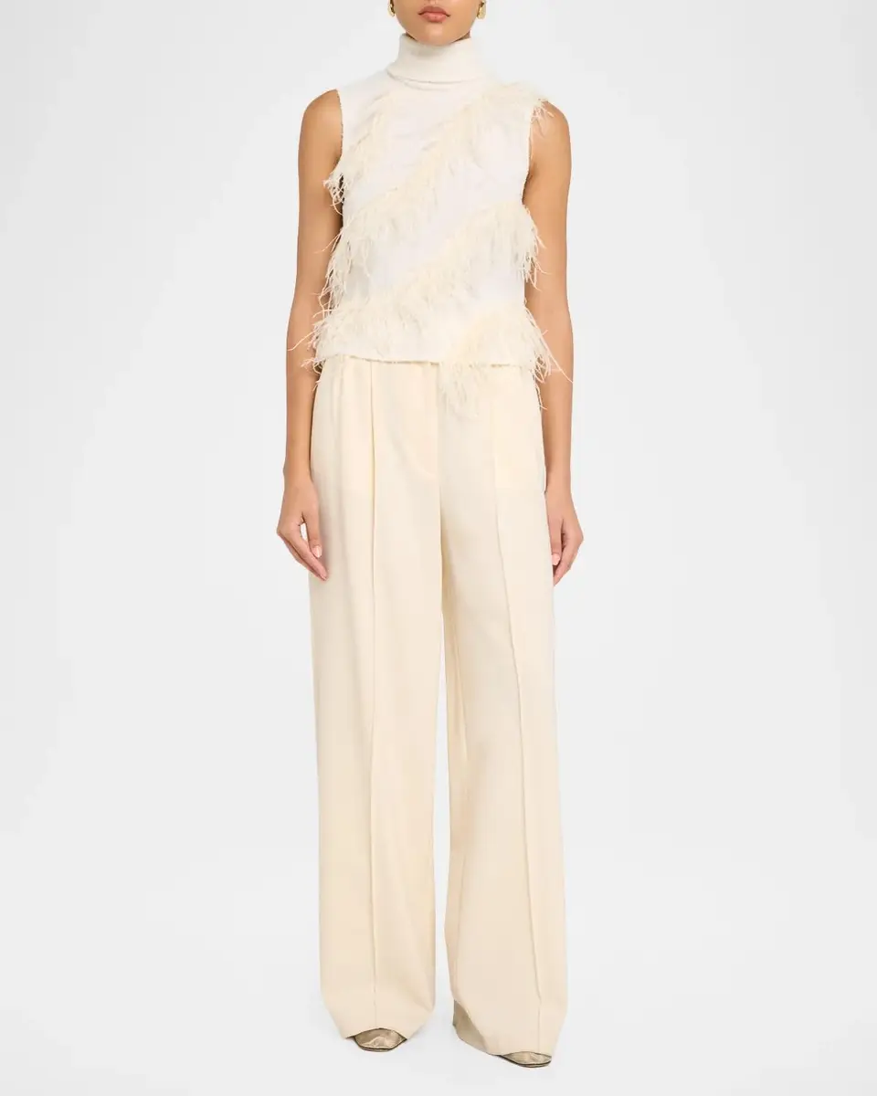 Simkhai Elinor Sleeveless Feather Turtleneck Top | Thumbnail 2 Simkhai Elinor Sleeveless Feather Turtleneck Top | Thumbnail 2