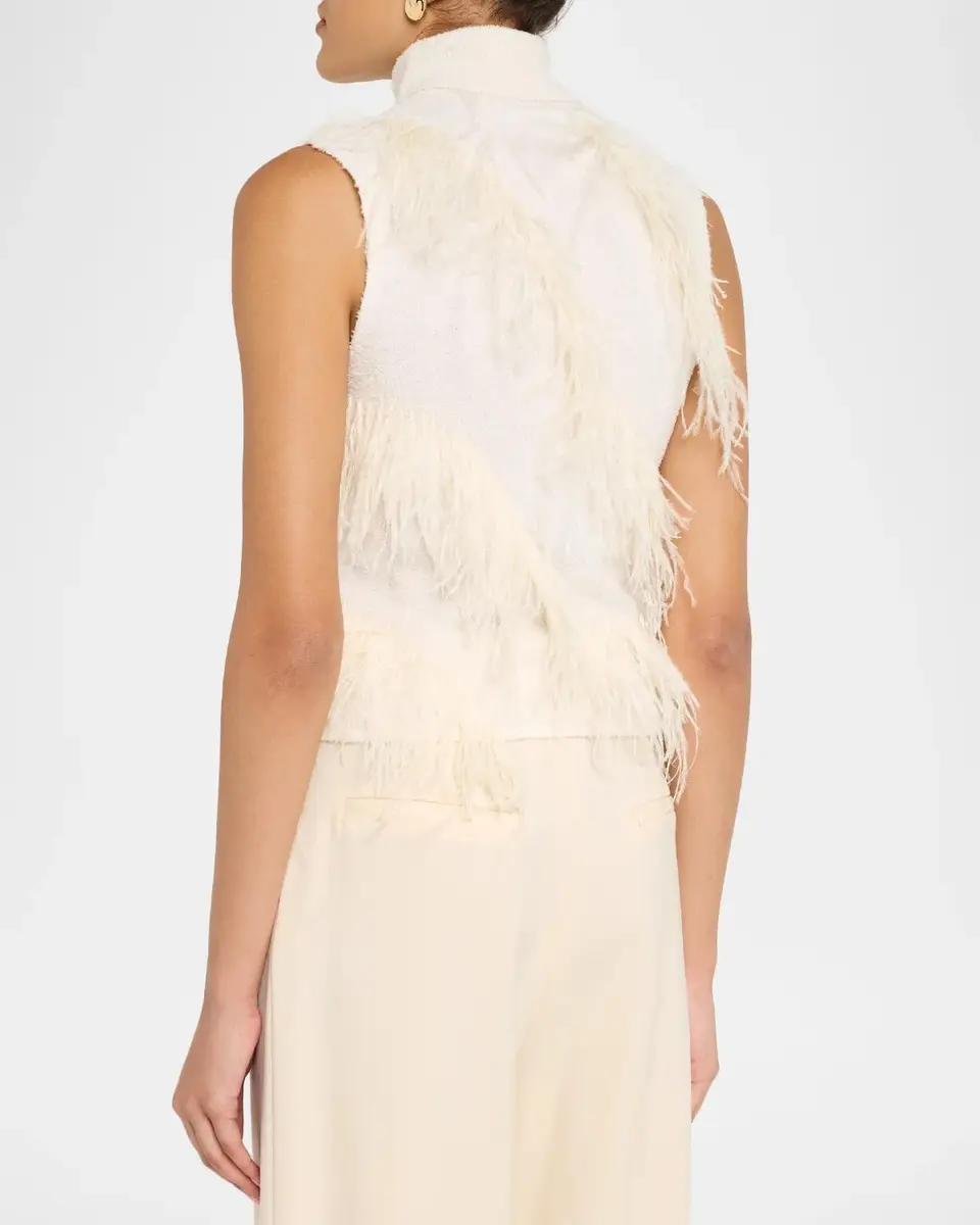 Simkhai Elinor Sleeveless Feather Turtleneck Top | Thumbnail 3 Simkhai Elinor Sleeveless Feather Turtleneck Top | Thumbnail 3