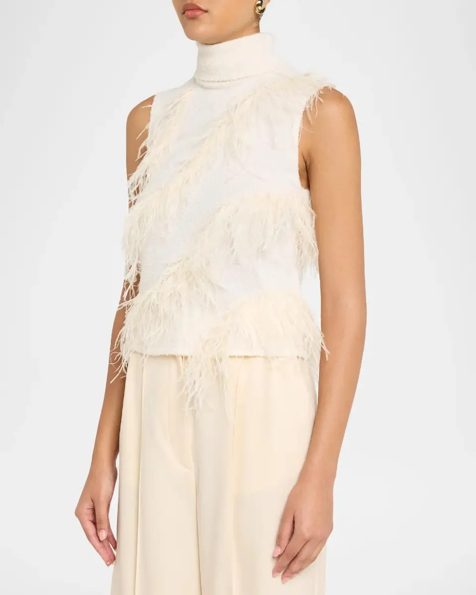 Simkhai Elinor Sleeveless Feather Turtleneck Top | Thumbnail 4 Simkhai Elinor Sleeveless Feather Turtleneck Top | Thumbnail 4
