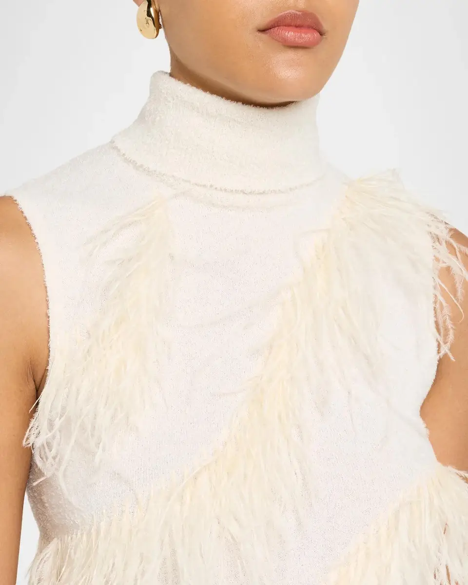 Simkhai Elinor Sleeveless Feather Turtleneck Top | Thumbnail 5 Simkhai Elinor Sleeveless Feather Turtleneck Top | Thumbnail 5