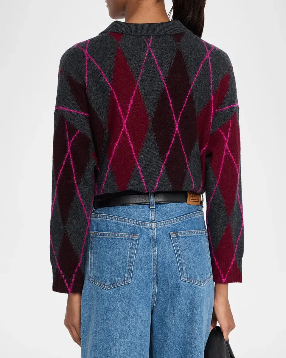 MAJESTIC FILATURES Embroidered Argyle Wool-Cashmere Sweater | Thumbnail 3