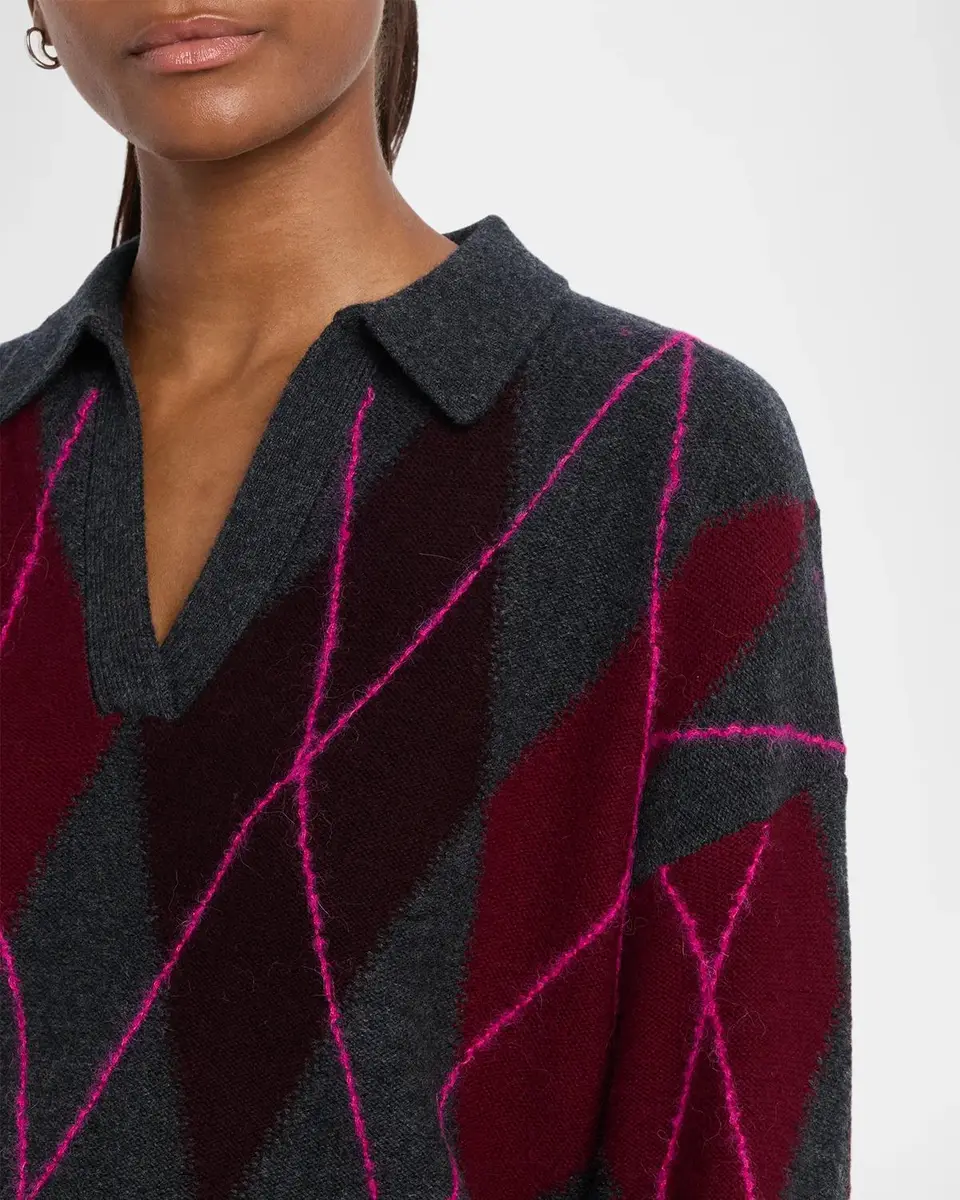 MAJESTIC FILATURES Embroidered Argyle Wool-Cashmere Sweater | Thumbnail 5