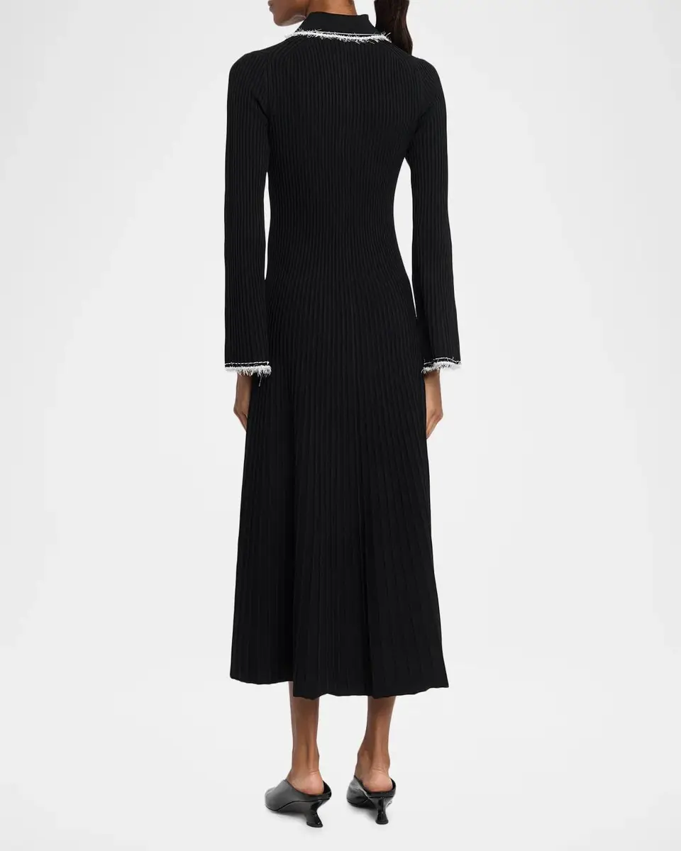 Simkhai Orelia Ribbed Long-Sleeve Midi Dress | Thumbnail 3