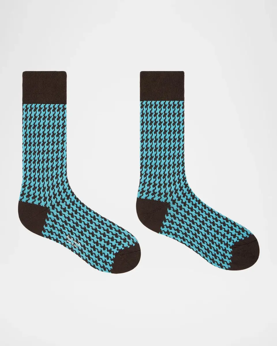 Paul Smith Men's Lane Houndstooth Crew Socks | Thumbnail 2 Paul Smith Men's Lane Houndstooth Crew Socks | Thumbnail 2