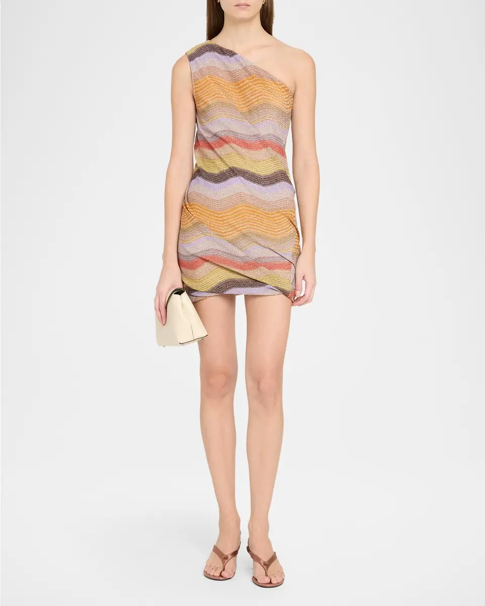 Missoni One-Shoulder Metallic Chevron Lame Mini Dress | Thumbnail 2 Missoni One-Shoulder Metallic Chevron Lame Mini Dress | Thumbnail 2