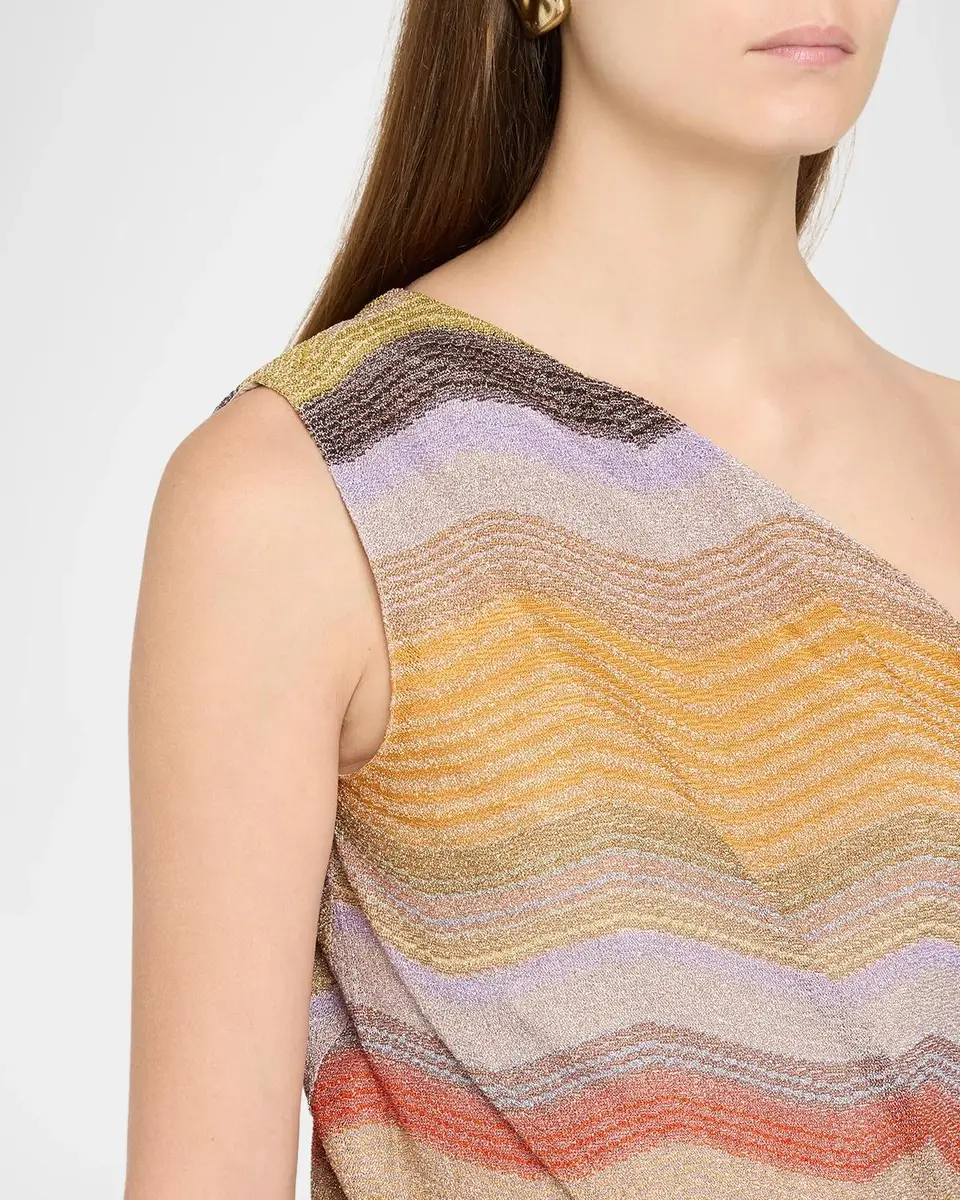 Missoni One-Shoulder Metallic Chevron Lame Mini Dress | Thumbnail 5 Missoni One-Shoulder Metallic Chevron Lame Mini Dress | Thumbnail 5