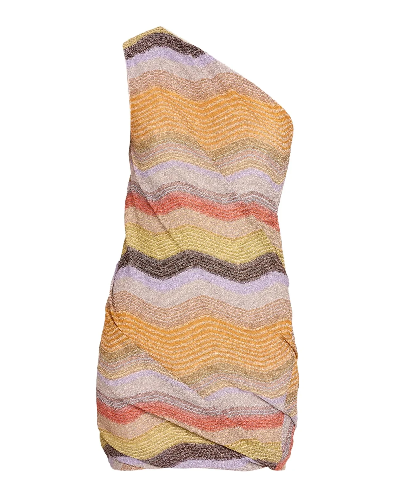 Missoni One-Shoulder Metallic Chevron Lame Mini Dress