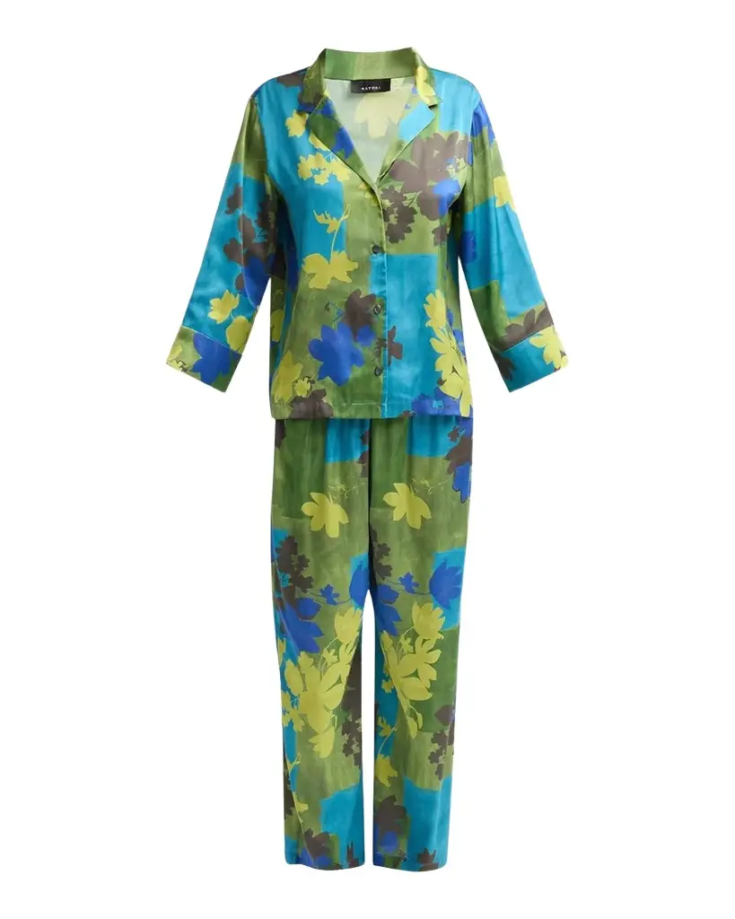 Natori Coromandel Floral-Print Cropped Pajama Set