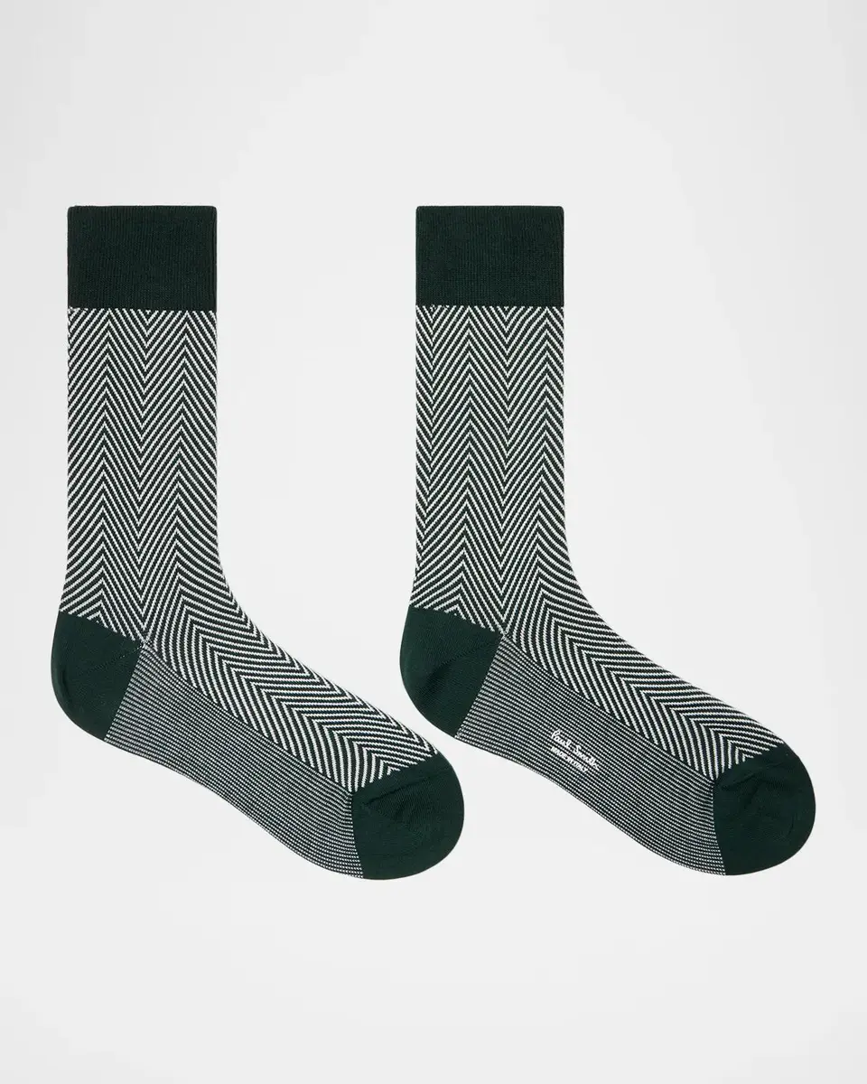 Paul Smith Men's Textured Herringbone Crew Socks | Thumbnail 2 Paul Smith Men's Textured Herringbone Crew Socks | Thumbnail 2