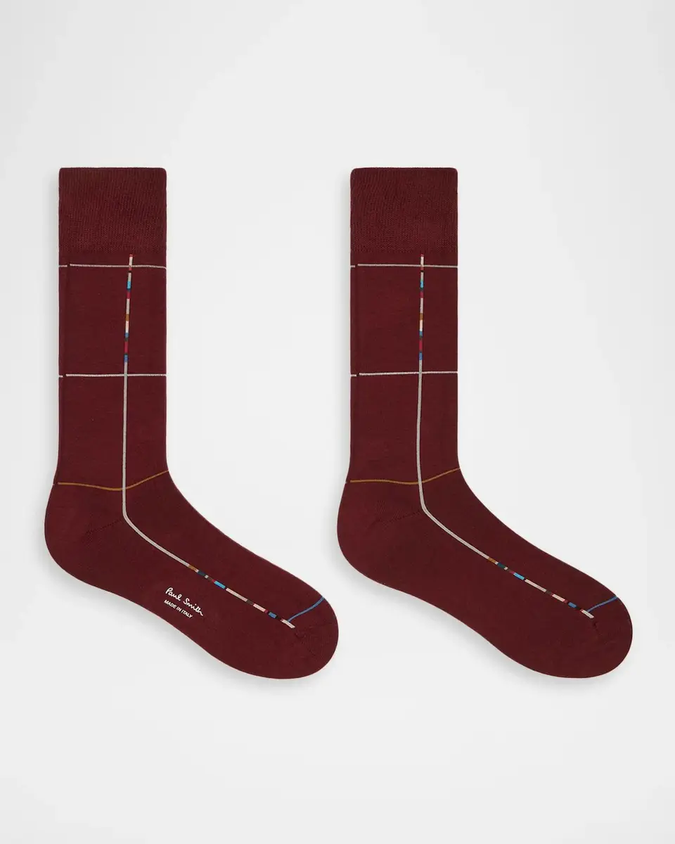 Paul Smith Men's Signature Windowpane Stripe Crew Socks | Thumbnail 2 Paul Smith Men's Signature Windowpane Stripe Crew Socks | Thumbnail 2