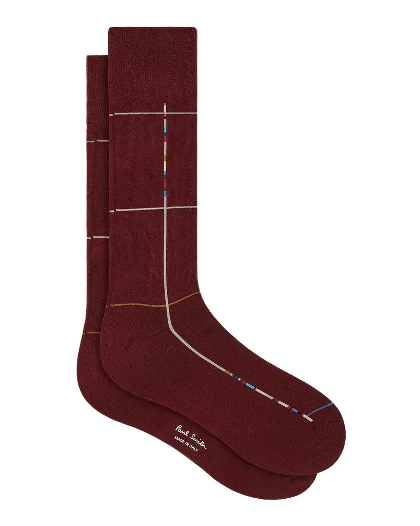 Paul Smith Men's Signature Windowpane Stripe Crew Socks