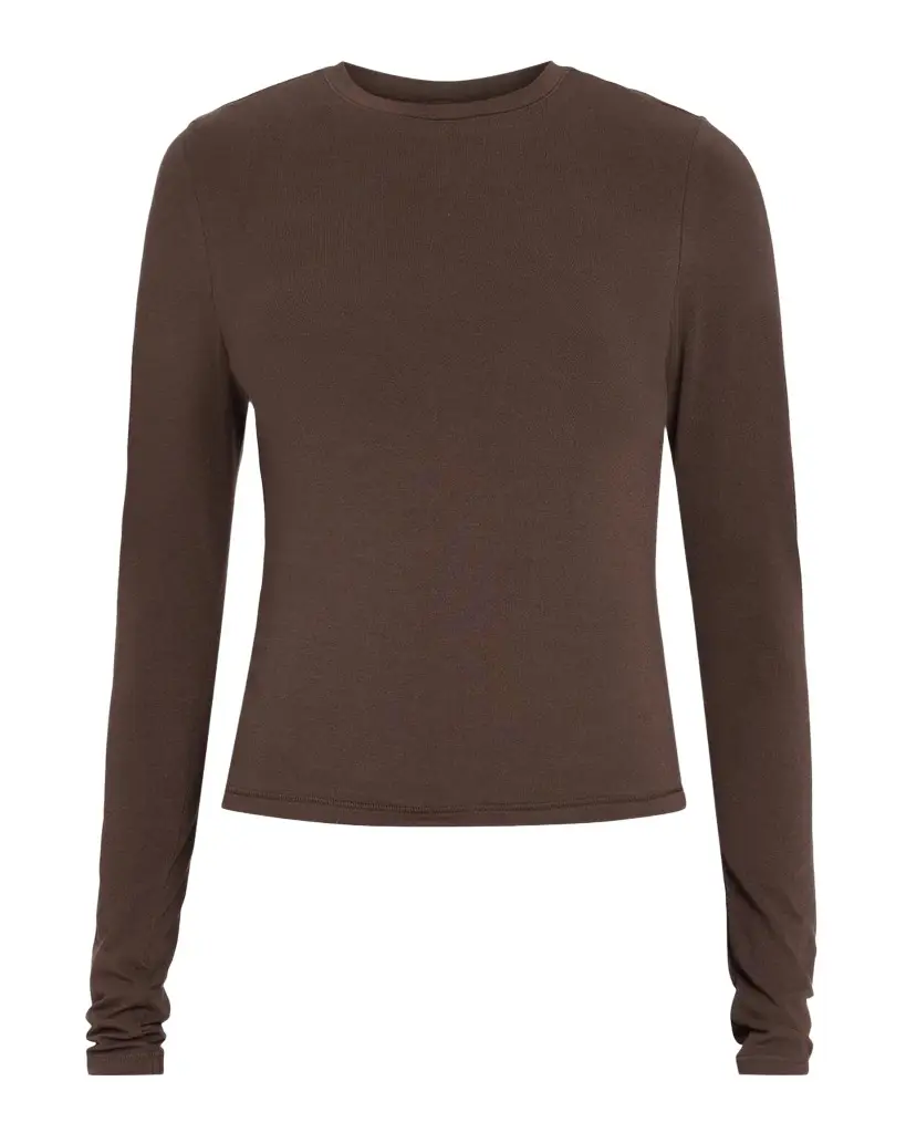 Skims Cotton Jersey Long-Sleeve Crewneck T-Shirt