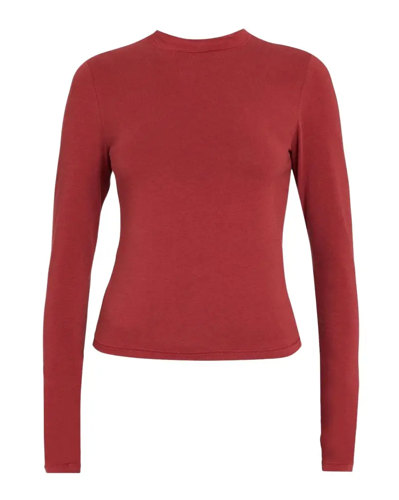 Skims Cotton Jersey Long-Sleeve Crewneck T-Shirt