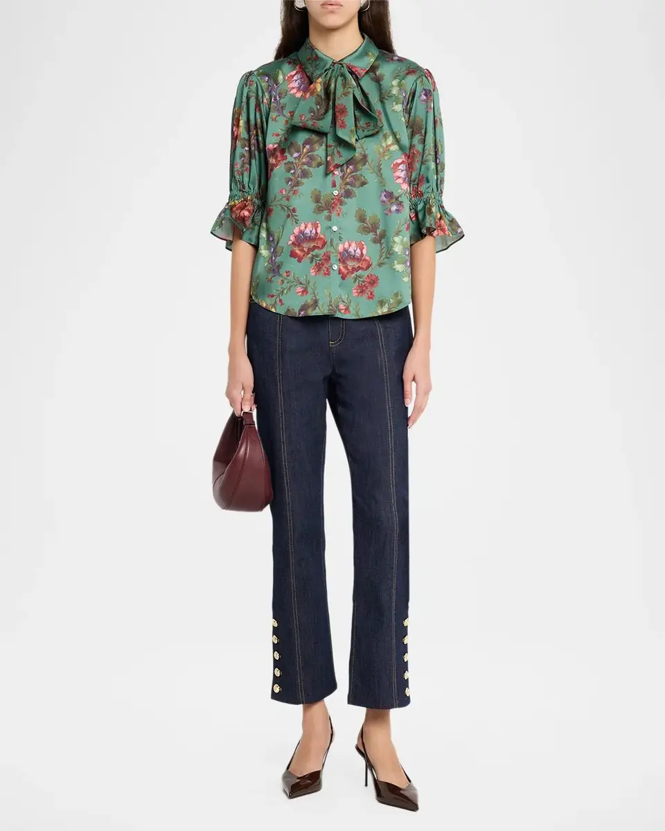Cinq à Sept Fresco Floral Tie-Neck Blouse | Thumbnail 2 Cinq à Sept Fresco Floral Tie-Neck Blouse | Thumbnail 2
