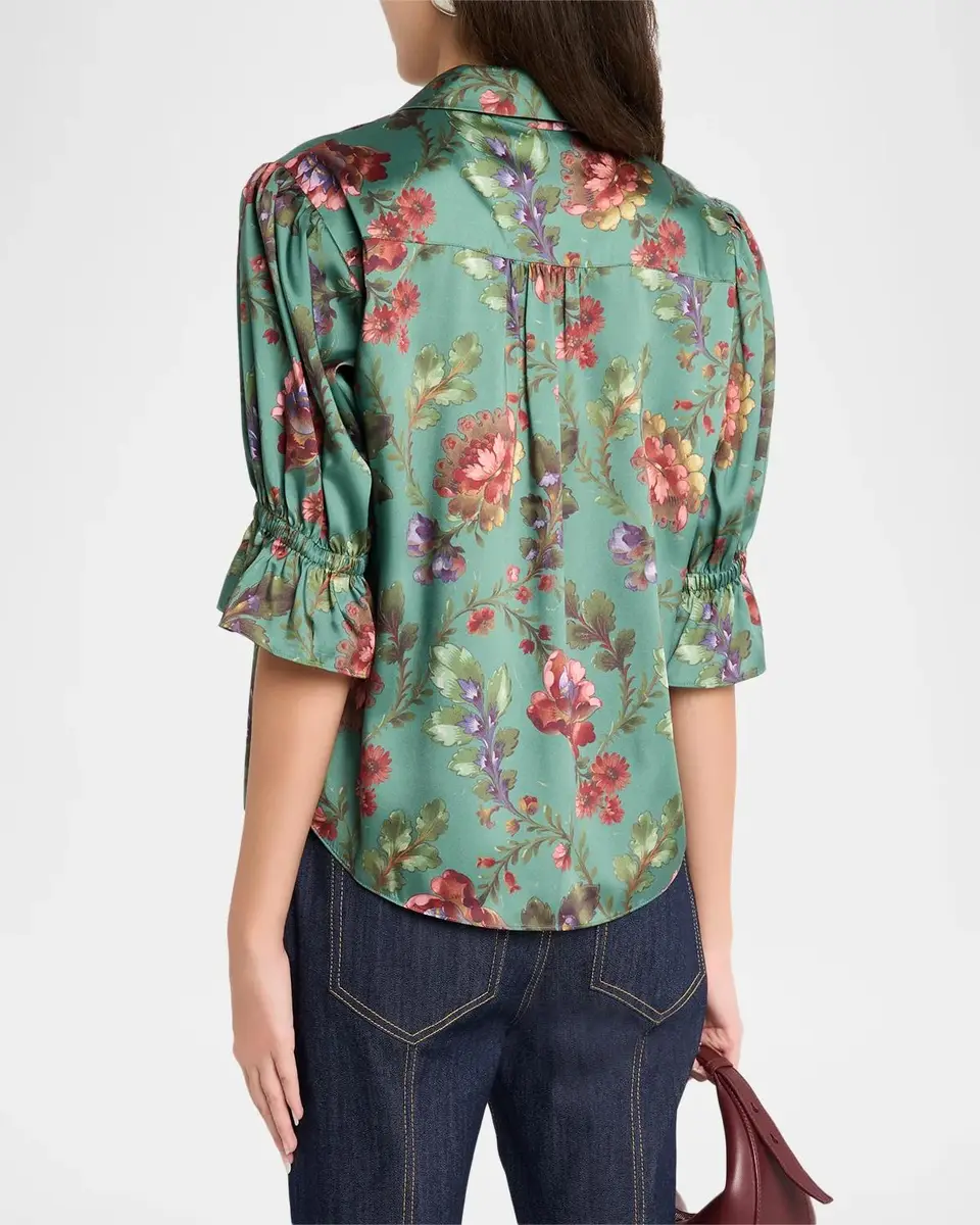 Cinq à Sept Fresco Floral Tie-Neck Blouse | Thumbnail 3 Cinq à Sept Fresco Floral Tie-Neck Blouse | Thumbnail 3