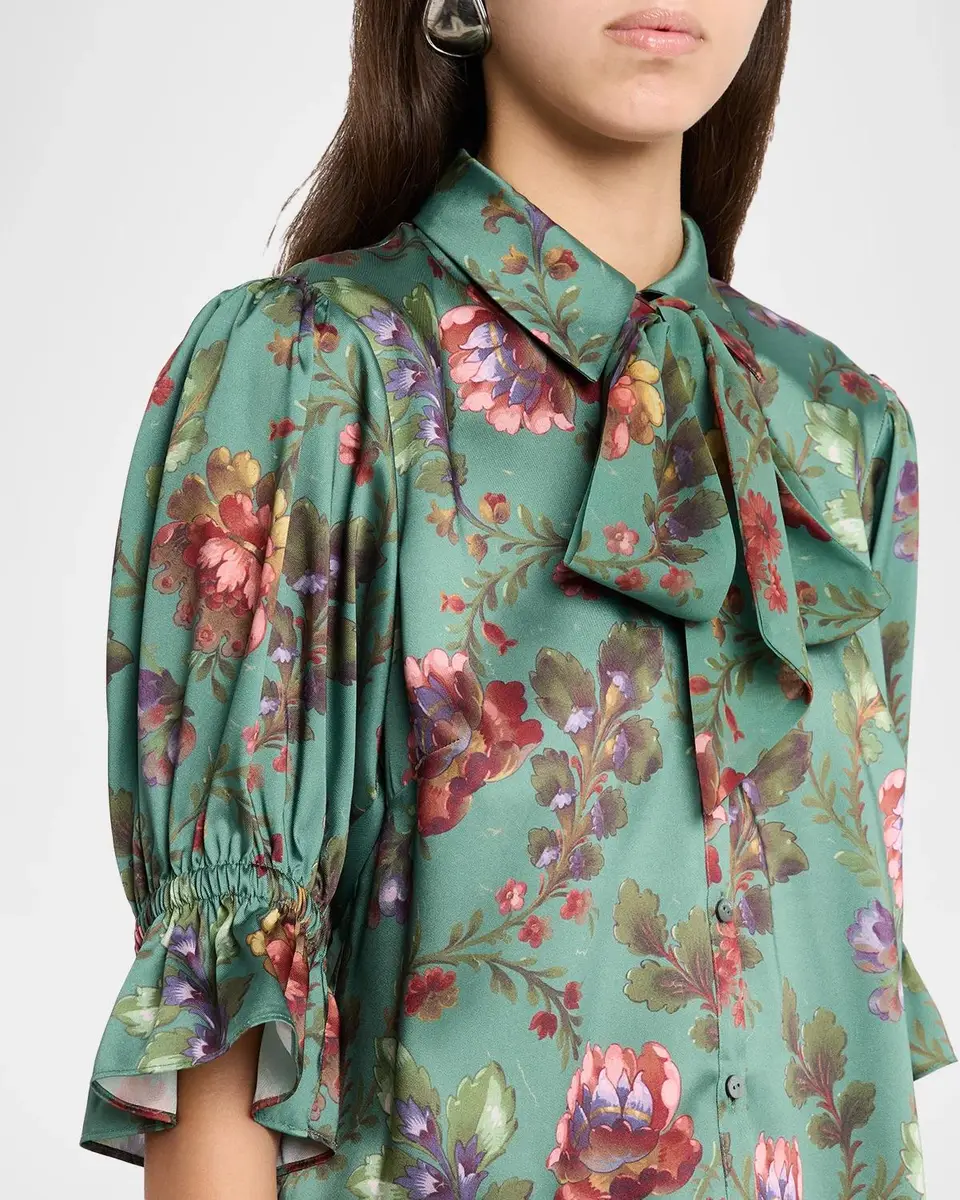 Cinq à Sept Fresco Floral Tie-Neck Blouse | Thumbnail 5 Cinq à Sept Fresco Floral Tie-Neck Blouse | Thumbnail 5