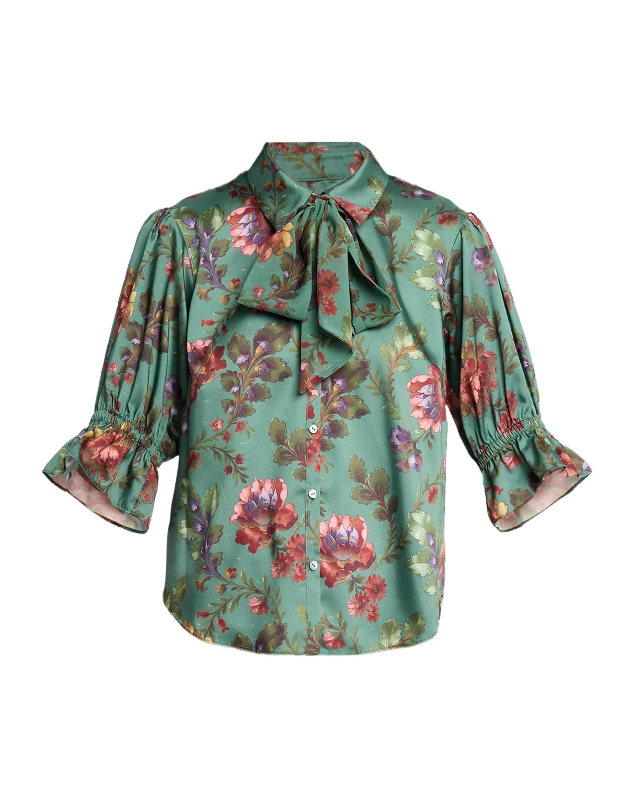 Fresco Floral Tie-Neck Blouse Fresco Floral Tie-Neck Blouse