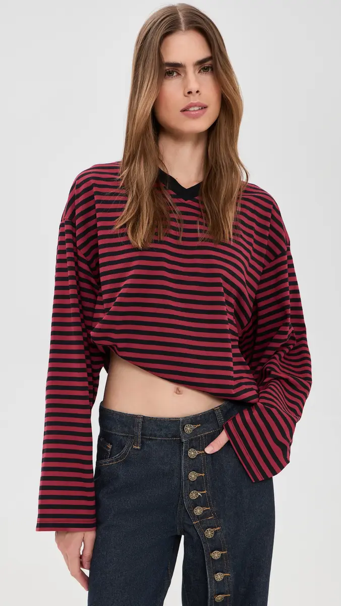 LIONESS Bloom V Neck Long Sleeve Tee | Thumbnail 2 LIONESS Bloom V Neck Long Sleeve Tee | Thumbnail 2