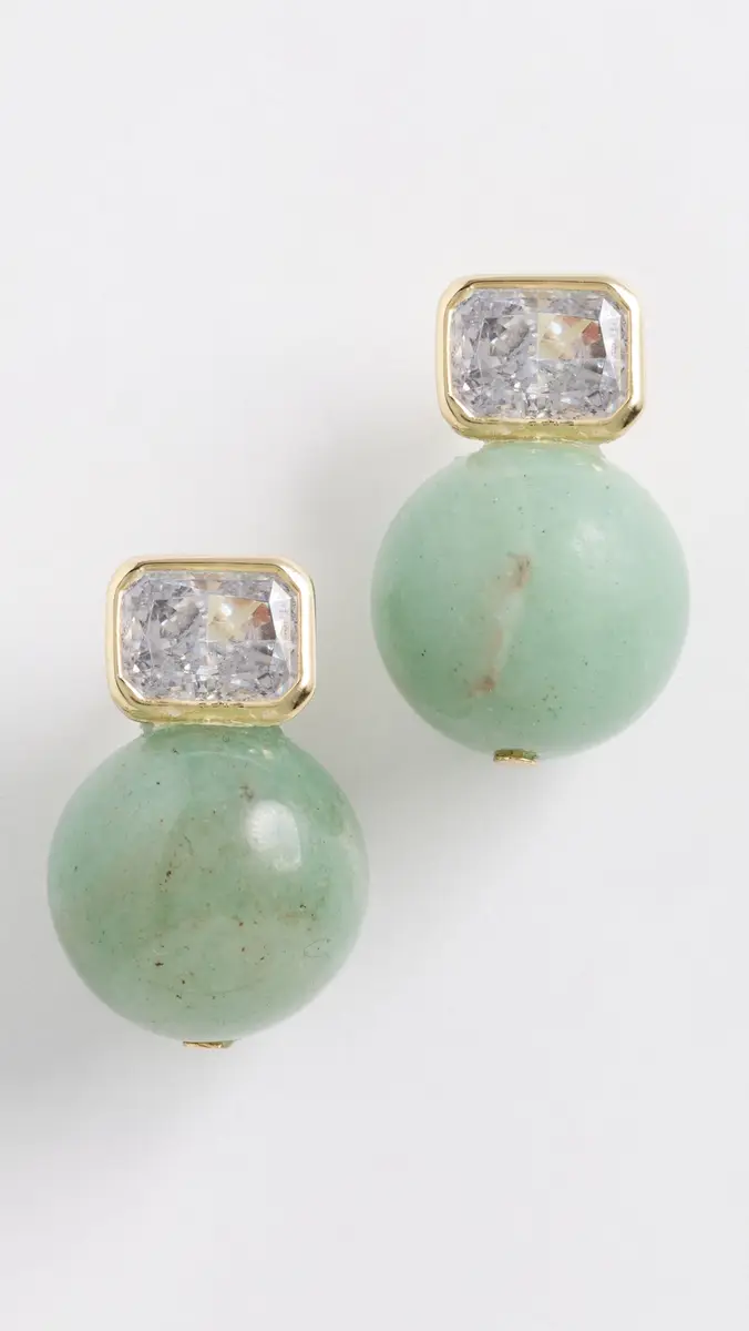 Shashi Emerald Baguette Gemstone Earrings | Thumbnail 2