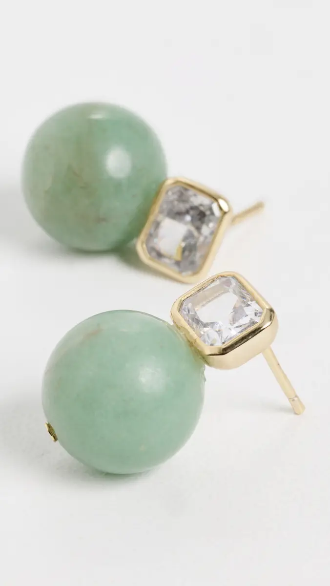 Shashi Emerald Baguette Gemstone Earrings | Thumbnail 4
