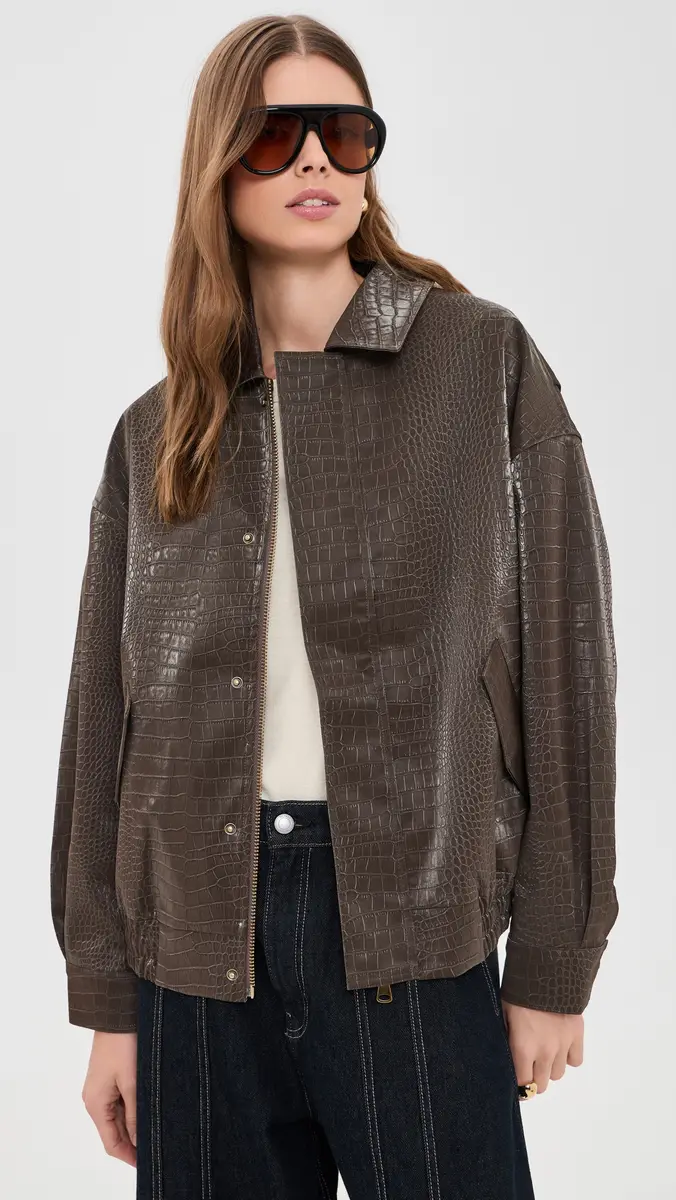 LIONESS Kenny Faux Leather Bomber Jacket | Thumbnail 2