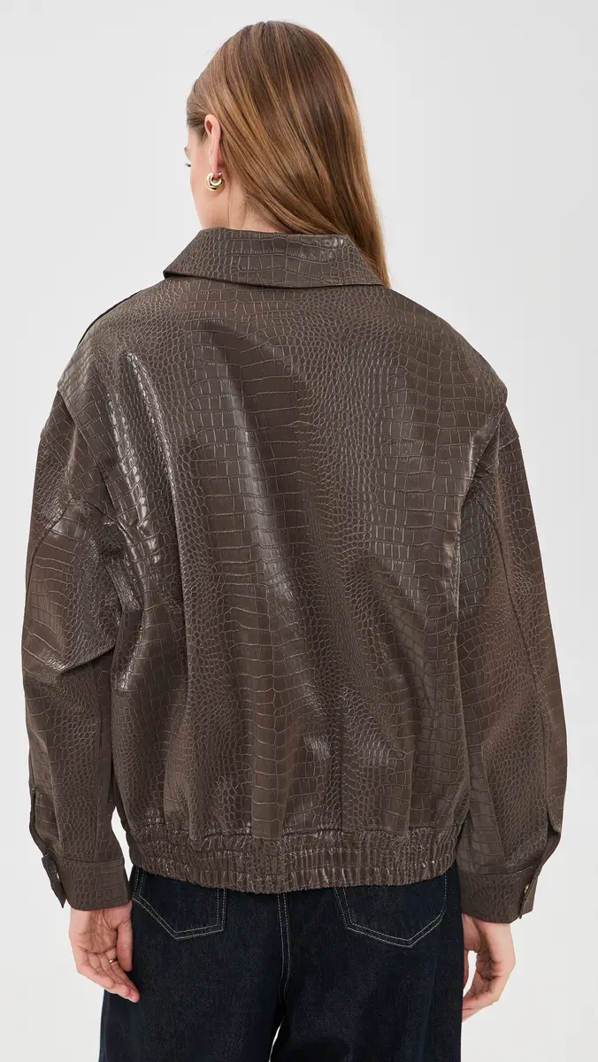 LIONESS Kenny Faux Leather Bomber Jacket | Thumbnail 3
