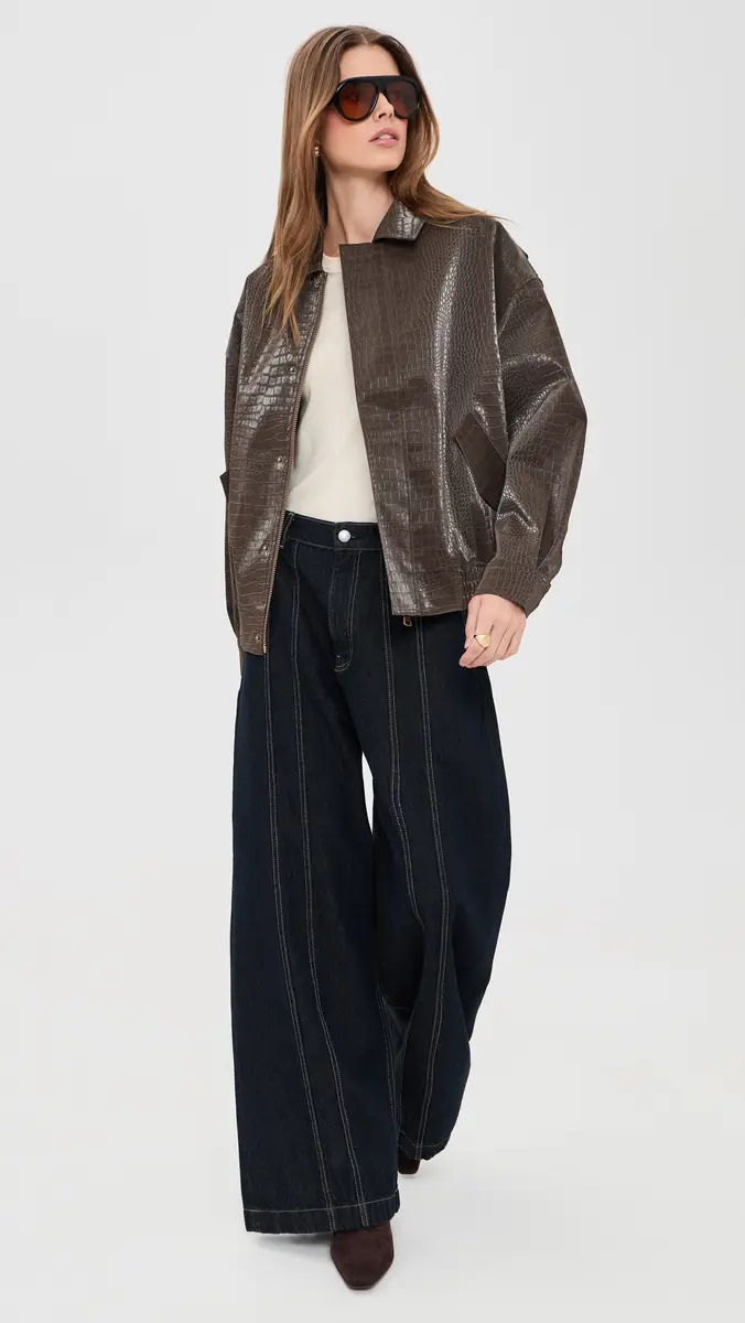 LIONESS Kenny Faux Leather Bomber Jacket | Thumbnail 5