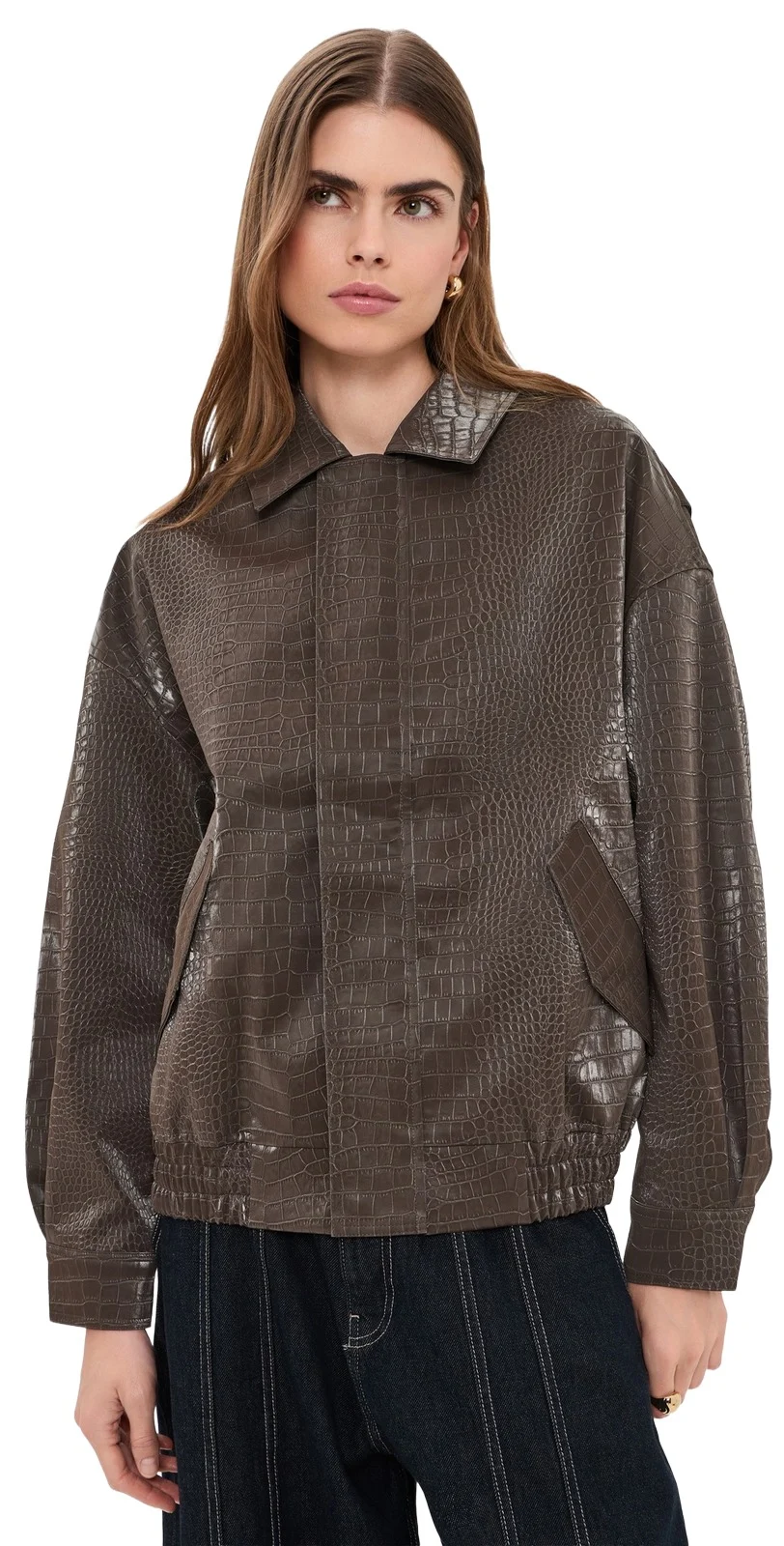 Kenny Faux Leather Bomber Jacket