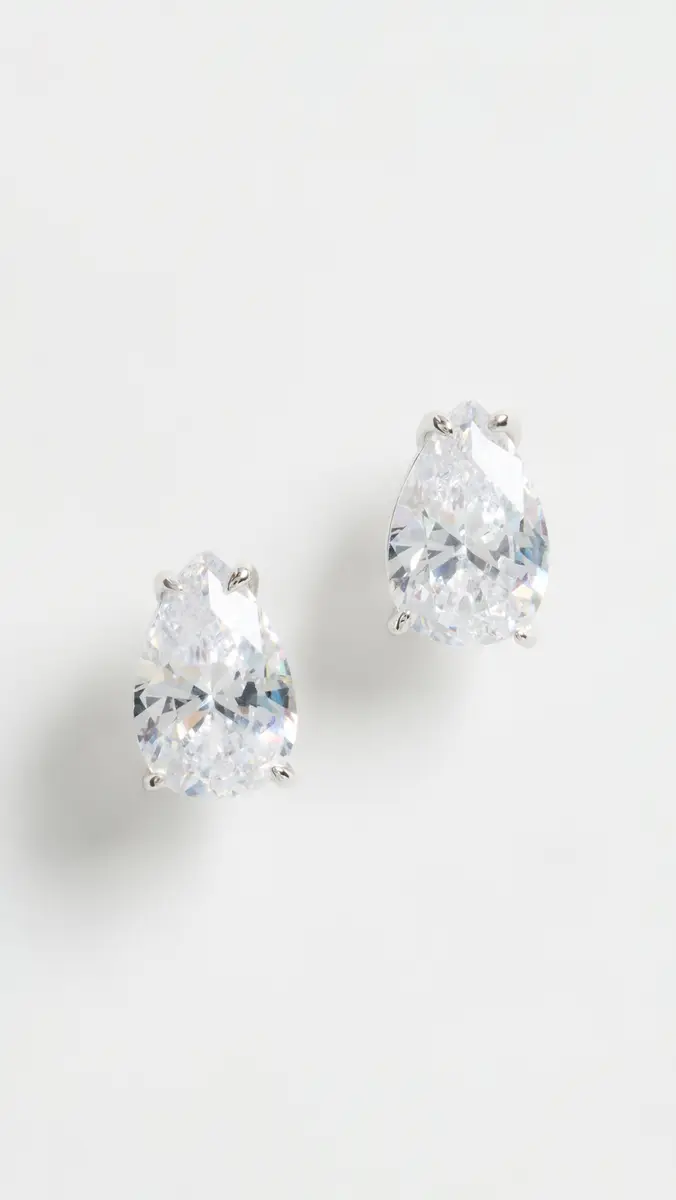 Shashi Pear Diamond Stud Earrings | Thumbnail 2