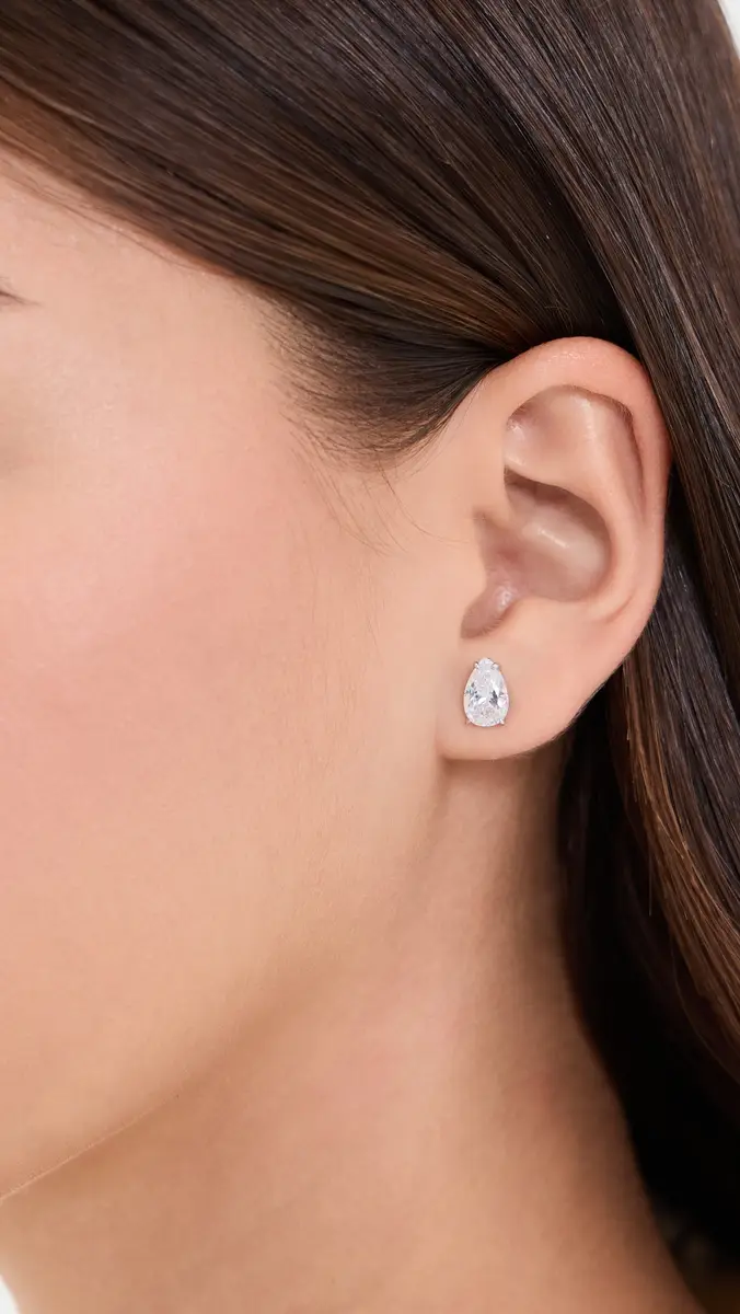 Shashi Pear Diamond Stud Earrings | Thumbnail 3