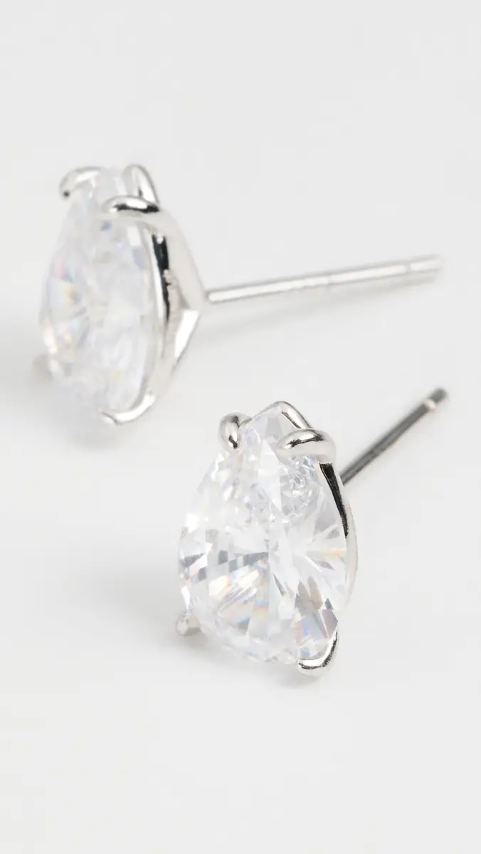 Shashi Pear Diamond Stud Earrings | Thumbnail 4